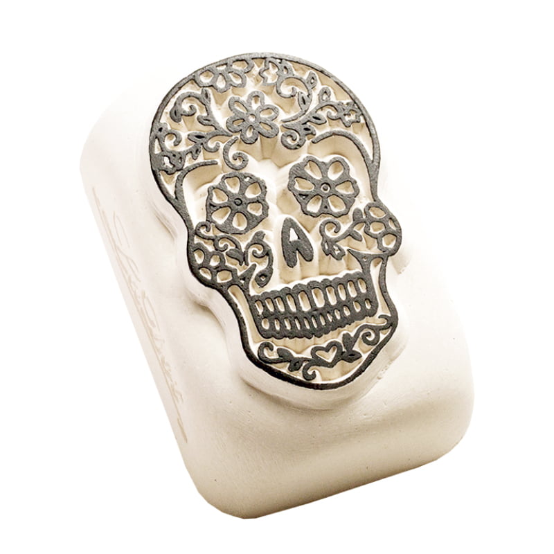 SELLO CERAMICO MEDIANO LADOT LAM137 2 CALAVERA MEXICANA DESIGN AND STAMP