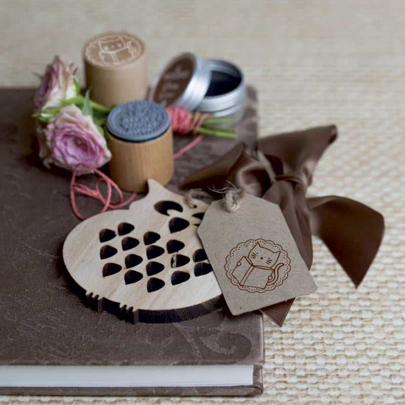 WOODIES W22004 EXLIBRIS GATO 1 DESIGN AND STAMP