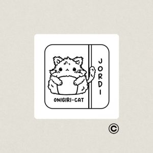 EXLIBRIS 30X30MM MINISUSHICATS 4 JORDI ONIGIRI DESIGN AND STAMP
