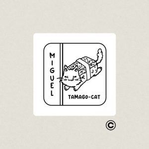 EXLIBRIS 30X30MM MINISUSHICATS 5 MIGUEL TAMAGO DESIGN AND STAMP