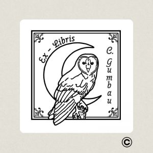 EXLIBRIS 50X50MM DISENOS 1 LECHUZA DESIGN AND STAMP