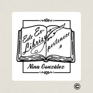 EXLIBRIS 50X50MM DISENOS 3 PLUMA DESIGN AND STAMP