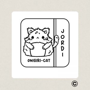 EXLIBRIS 50X50MM SUSHICATS 4 JORDI ONIGIRI DESIGN AND STAMP
