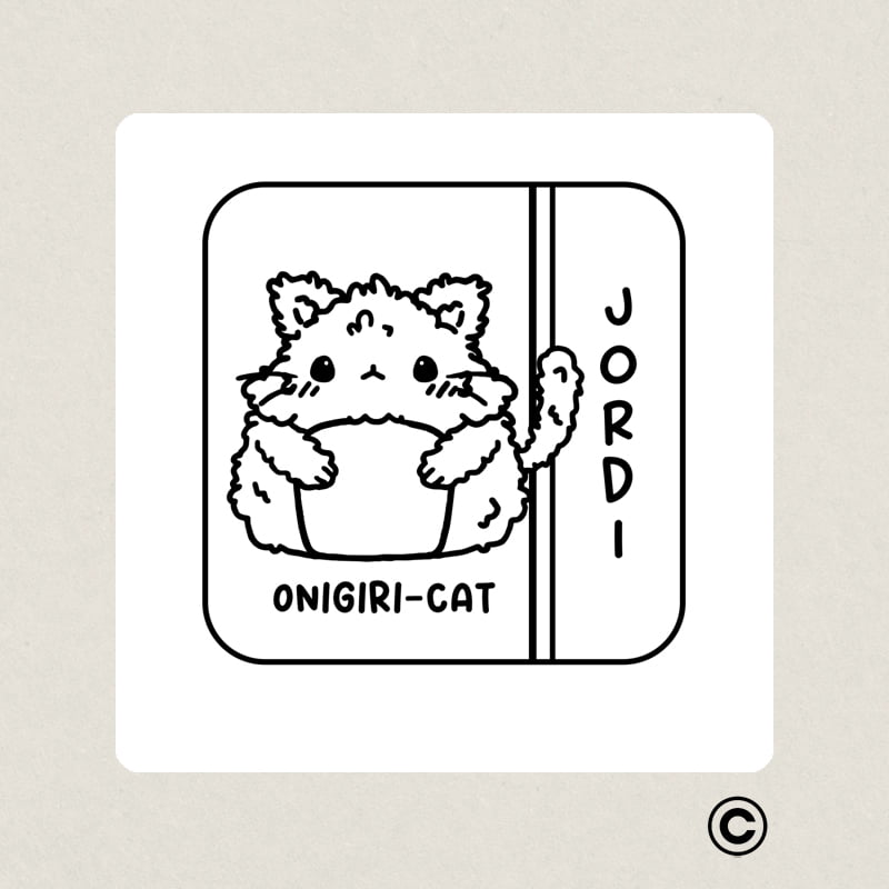 EXLIBRIS 50X50MM SUSHICATS 4 JORDI ONIGIRI DESIGN AND STAMP