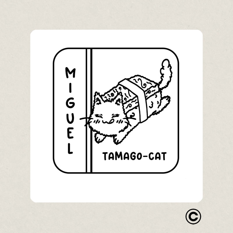 EXLIBRIS 50X50MM SUSHICATS 5 MIGUEL TAMAGO DESIGN AND STAMP