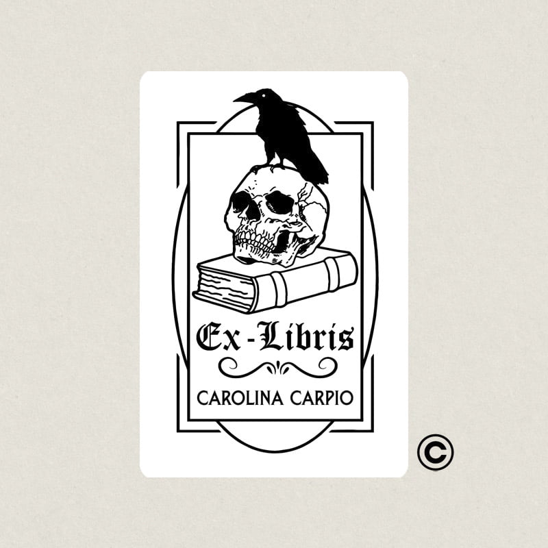 EXLIBRIS 50X80MM DISENOS 5 CUERVO DESIGN AND STAMP