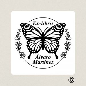 EXLIBRIS 50X80MM DISENOS 5 MARIPOSA DESIGN AND STAMP