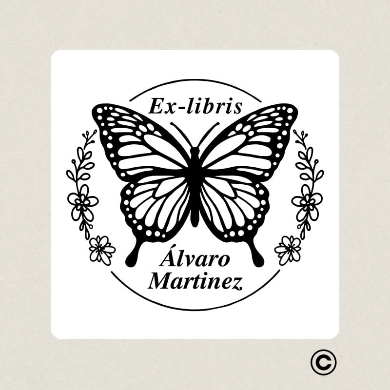 EXLIBRIS 50X80MM DISENOS 5 MARIPOSA DESIGN AND STAMP
