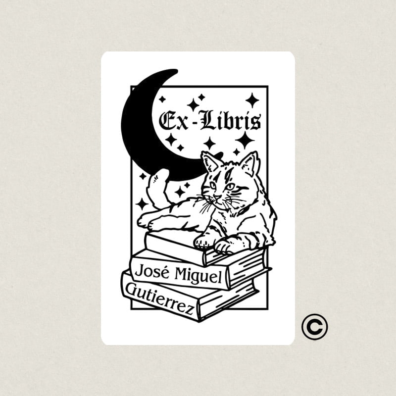 EXLIBRIS 50X80MM DISENOS 6 GATO DESIGN AND STAMP