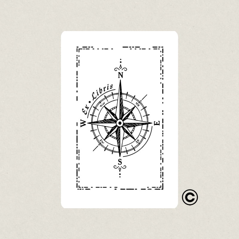 EXLIBRIS 50X80MM DISENOS 8 ROSA VIENTOS DESIGN AND STAMP