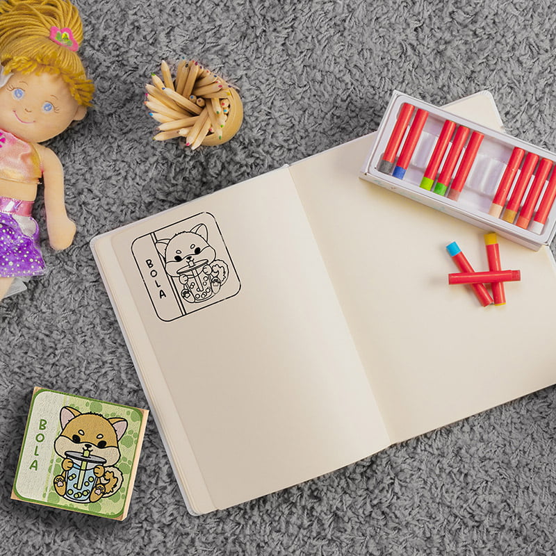 EXLIBRIS BATIDOGS EXBD DS 0306 BOLA SHIBA INU DESIGN AND STAMP