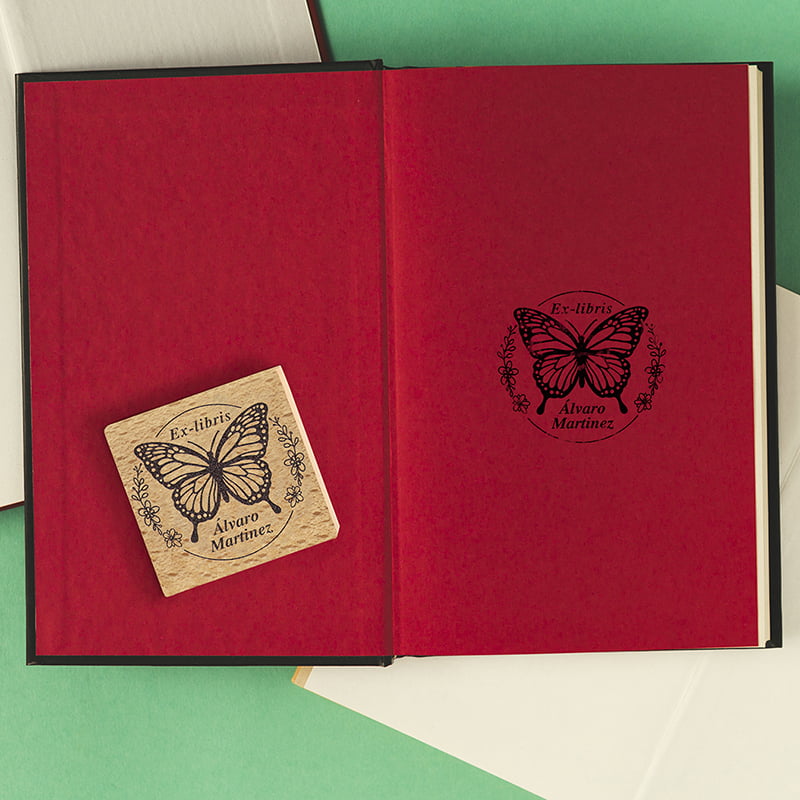 EXLIBRIS DISENO 50x50MM EXDSGR DS 0305 MARIPOSA DESIGN AND STAMP