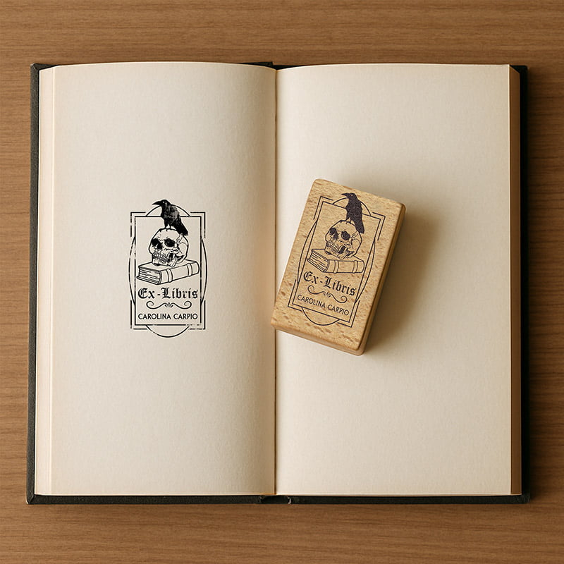 EXLIBRIS DISENYO 50X80MM EXDSGR DS 0305 CUERVO DESIGN AND STAMP