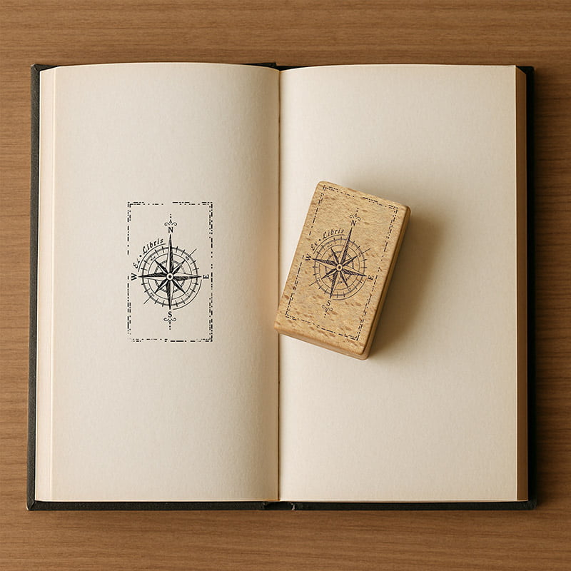 EXLIBRIS DISENYO 50X80MM EXDSGR DS 0308 ROSA DE LOS VIENTOS DESIGN AND STAMP