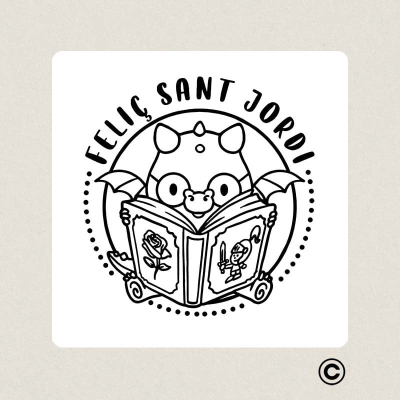 SELLO CUADRADO FIESTA 3 SANT JORDI DESIGN AND STAMP