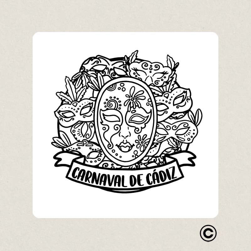 SELLO CUADRADO FIESTA 8 CARNAVAL DESIGN AND STAMP
