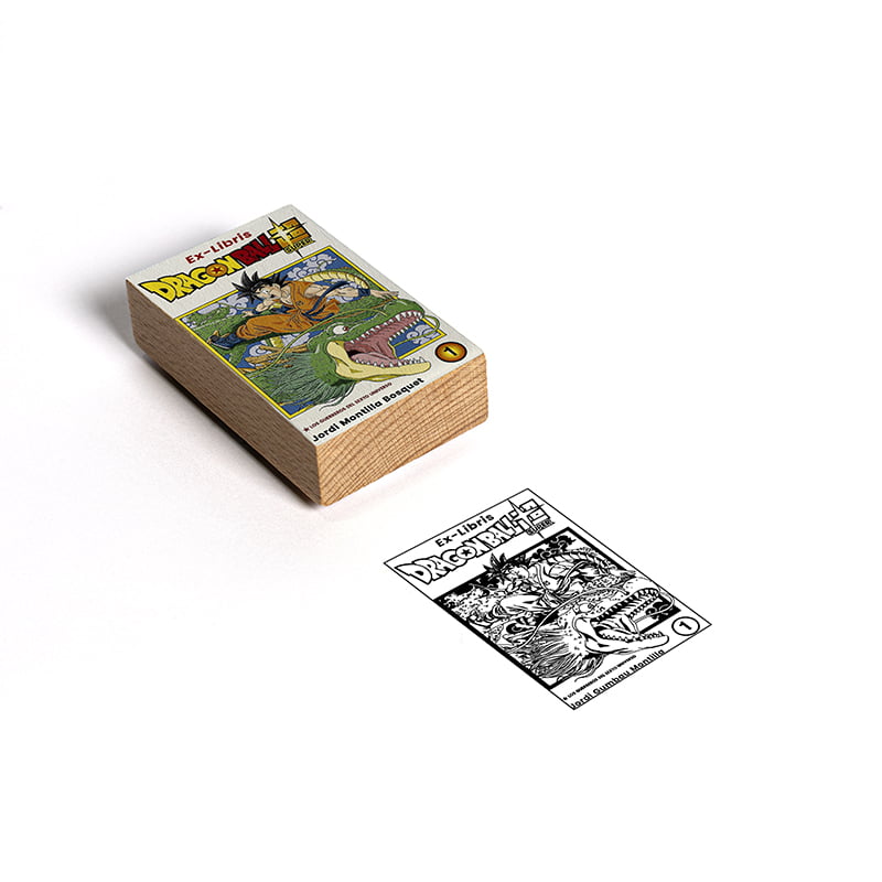 SELLO EXLIBRIS 50X80MM TAPAS LIBROS 2DRAGON BALL DESIGN AND STAMP