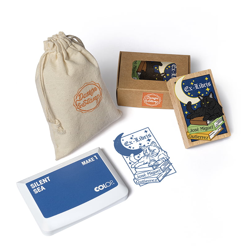 SELLO EXLIBRIS DISENYO 50x80MM EXDS DS 0406 GATO DESIGN AND STAMP
