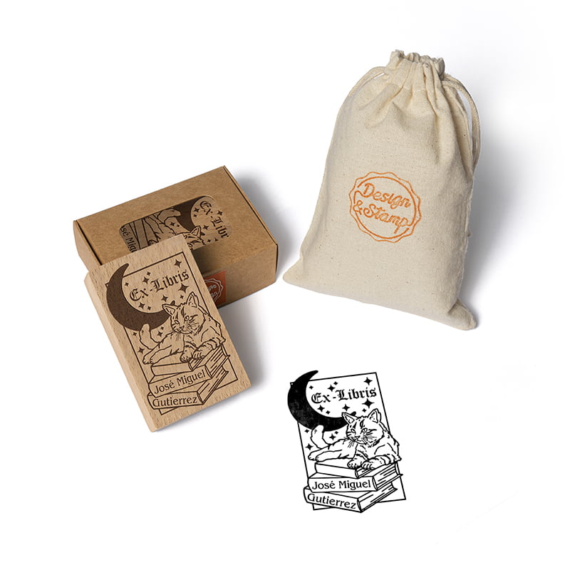SELLO EXLIBRIS DISENYO 50x80MM EXDSGR DS 0306 GATO DESIGN AND STAMP
