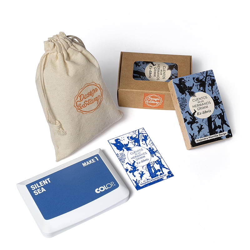 SELLO EXLIBRIS DISENYO TAPAS LIBROS 50X80MM EXTL DS 0403 HERMANOS GRIMM DESIGN AND STAMP