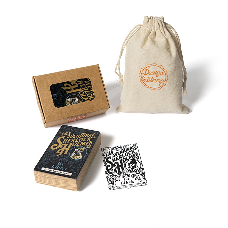 SELLO EXLIBRIS DISENYO TAPAS LIBROS EXTL DS 0304 50X80MM SHERLOCK DESIGN AND STAMP