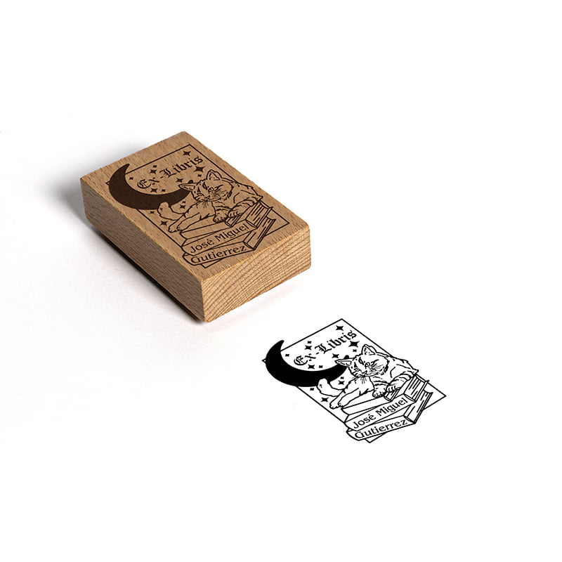 SELLO EXLIBRIS GRABADO 50x80MM DISENOS 6 GATO GRABADO DESIGN AND STAMP