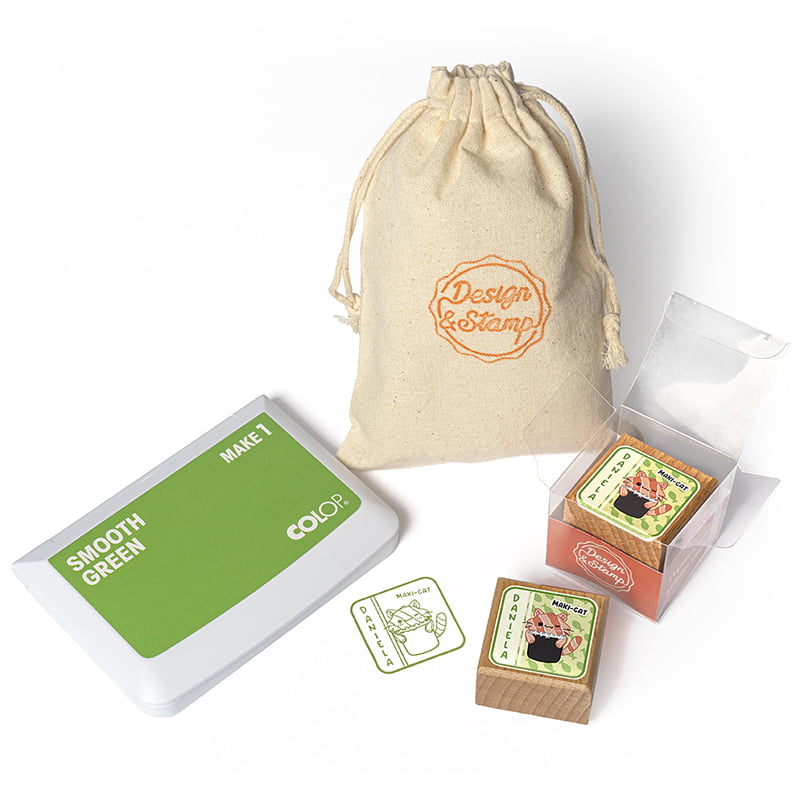 SELLO EXLIBRIS MINISUSHICATS 30X30MM EXSH DS 1402 DANIELA MAKI DESIGN AND STAMP