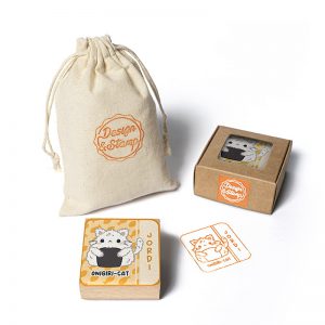 SELLO EXLIBRIS SUSHICATS 50X50MM EXSH DS 0304 JORDI ONIGIRI DESIGN AND STAMP