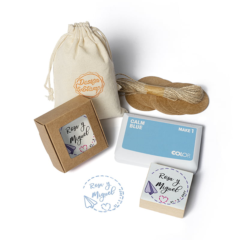 SELLO MANUAL CUADRADO 50X50MM BODA SBO DS 0403 AVION DESIGN AND STAMP