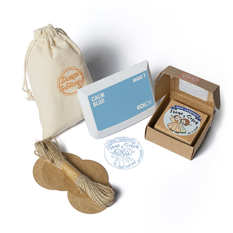 SELLO MANUAL CUADRADO 50X50MM BODA SBO DS 0407 CHICAS DESIGN AND STAMP