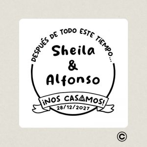 SELLO MANUAL CUADRADO BODA 1 NOS CASAMOS DESIGN AND STAMP