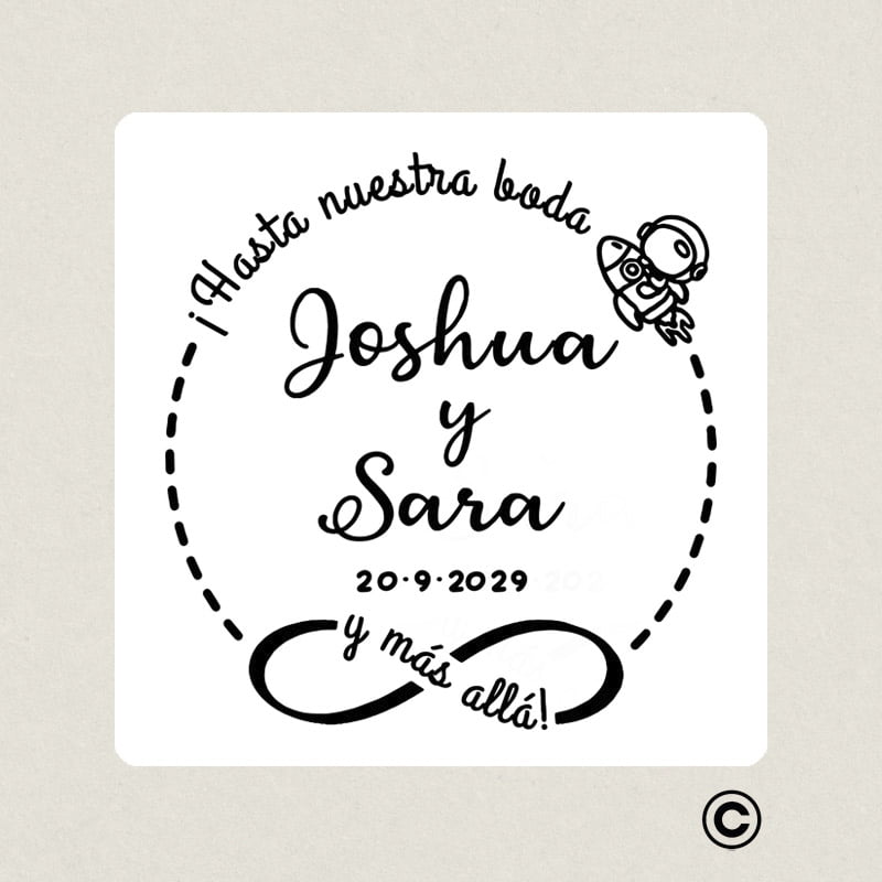 SELLO MANUAL CUADRADO BODA 5 ESPACIAL DESIGN AND STAMP