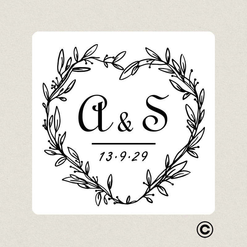 SELLO MANUAL CUADRADO BODA 6 ARBUSTO DESIGN AND STAMP