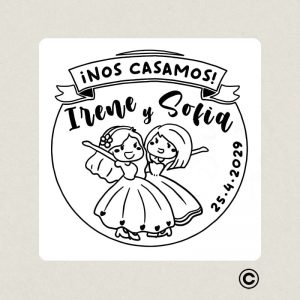 SELLO MANUAL CUADRADO BODA 7 CHICAS DESIGN AND STAMP