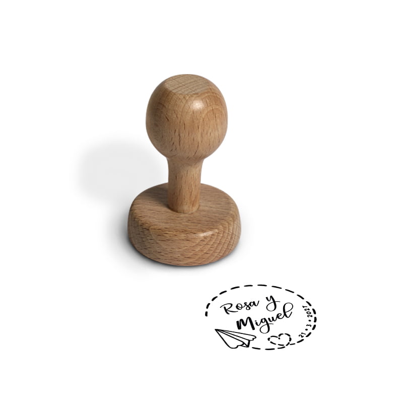 SELLO MANUAL REDONDO 45MM BODA 3 AVION QUIERO DESIGN AND STAMP