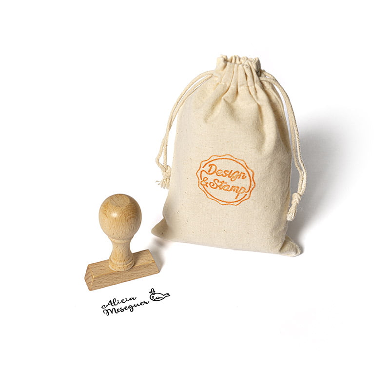 Textil Rectangular 1 – Sello manual 38x14mm, bolsa pequeña