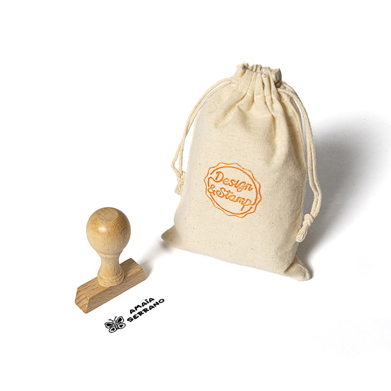Textil Rectangular 1 – Sello manual 38x14mm, bolsa pequeña