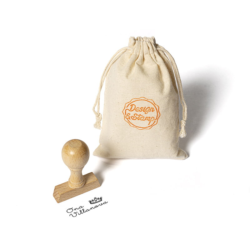 Textil Rectangular 1 – Sello manual 38x14mm, bolsa pequeña