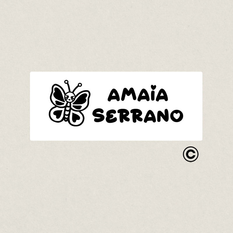 SELLO PARA ROPA RECTANGULAR 38X14MM 11 MARIPOSA DESIGN AND STAMP