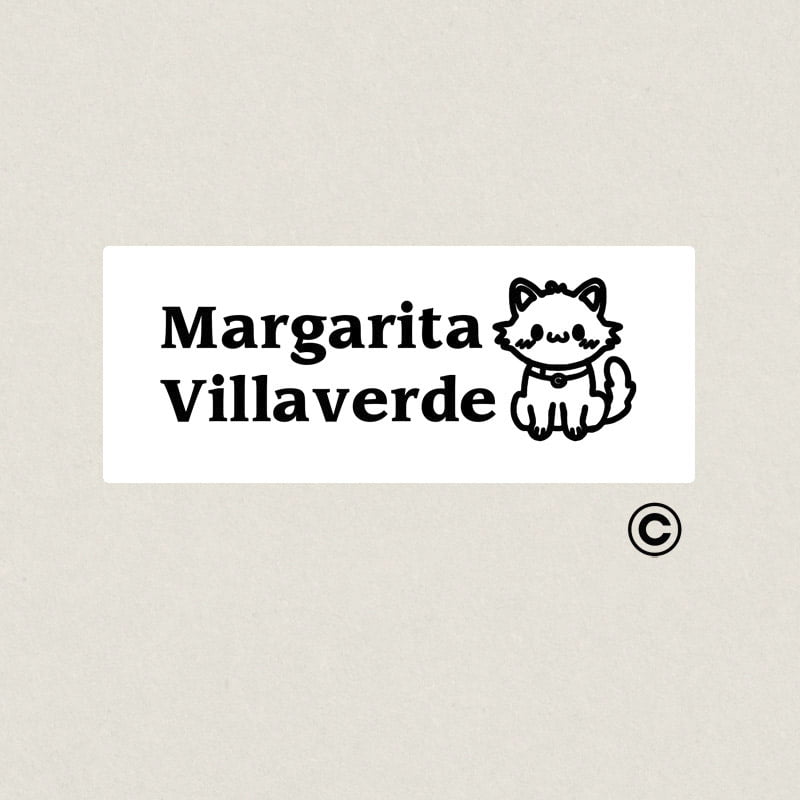 SELLO PARA ROPA RECTANGULAR 38X14MM 4 GATO DESIGN AND STAMP SELLO PARA ROPA RECTANGULAR 38X14MM 4 GATO DESIGN AND STAMP