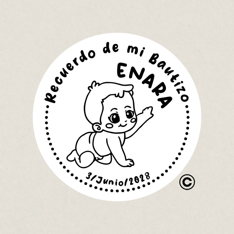 SELLO REDONDO BAUTIZO 1 QUIERO DESIGN AND STAMP