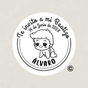 SELLO REDONDO BAUTIZO 2 GATAS DESIGN AND STAMP
