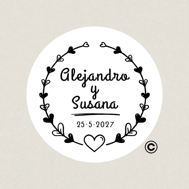 SELLO REDONDO BODA 2 CORAZON DESIGN AND STAMP