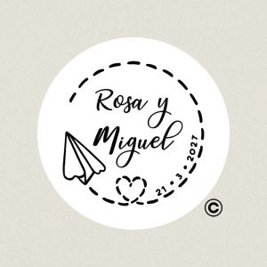 SELLO REDONDO BODA 3 AVION DESIGN AND STAMP