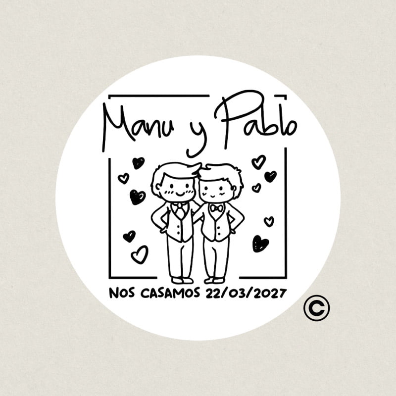 SELLO REDONDO BODA 4 CHICOS DESIGN AND STAMP