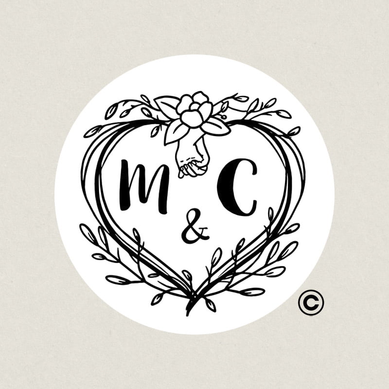 SELLO REDONDO BODA 9 FLOR DESIGN AND STAMP