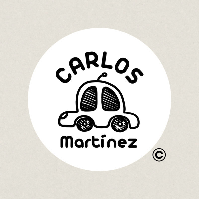 SELLO REDONDO TEXTIL 30MM 3 COCHE DESIGN AND STAMP