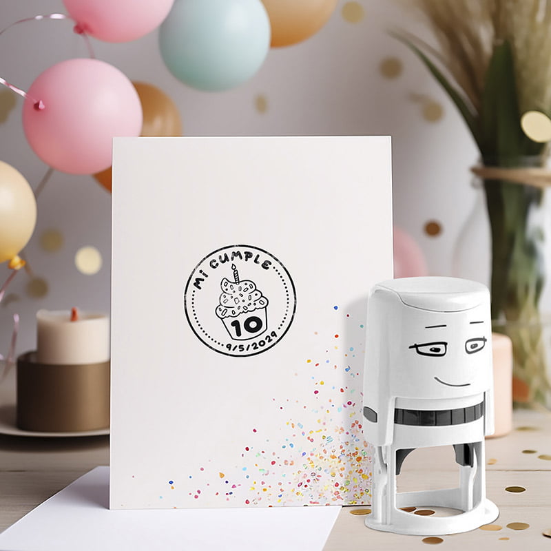 SELLOS AUTOMATICO NIO LINE CUMPLEANOS 8 MUFFIN DESIGN AND STAMP